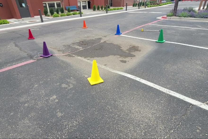 Full depth asphalt patch placed and compacted in a street